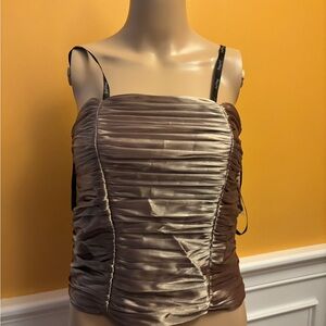 Joseph Ribkoff Ruched Satin Camisole in Brown and Cream